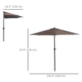 thumbnail image 3 of Outsunny 9ft Half Round Umbrella Outdoor Balcony Parasol w/ 5 Ribs Coffee, 3 of 10