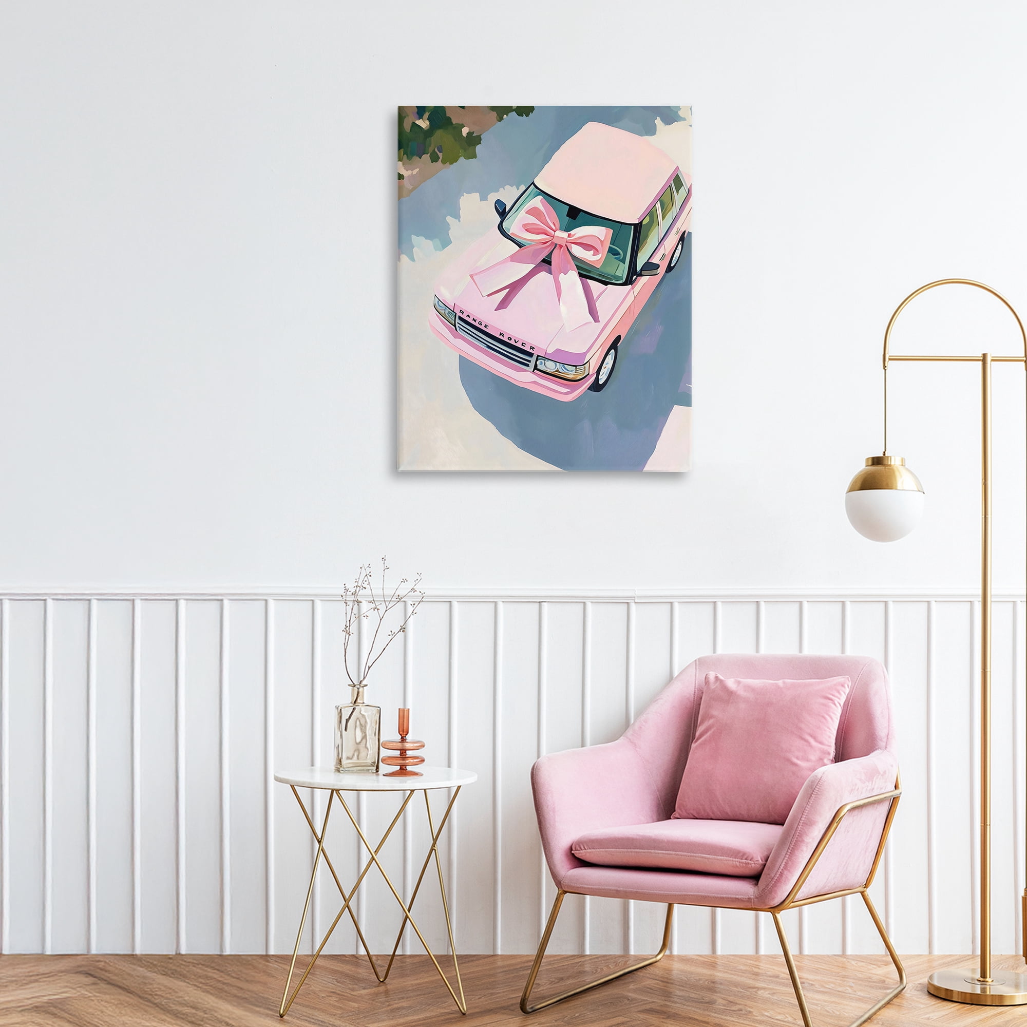 Stupell Industries Pink Luxury Rover with Ribbon Canvas Wall Art, design by The Prints Vibe