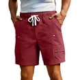 thumbnail image 2 of Aimik Men's Classic Cargo Shorts White Drawstring Side Flap Pockets Breathable Summer Shorts for Beach Vacation Lounge Wear, 2 of 6