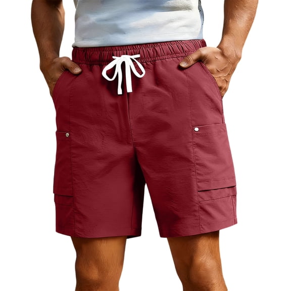Sevevn Men's Casual Cargo Shorts Elastic Waist Drawstring Lightweight Shorts with Multi-Pockets