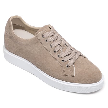 

CMR CHAMARIPA Mens Casual Elevator Shoes Suede Leather Sneakers Apricot Height Increasing 2.36