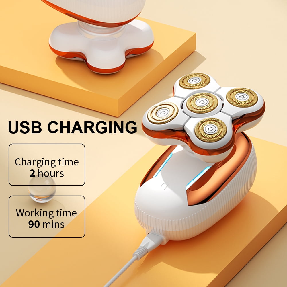 Five-Blade Head  Women's Gold Electric Hair Removal Device with Floating USB Rechargeable Portable Wet & Dry Razors