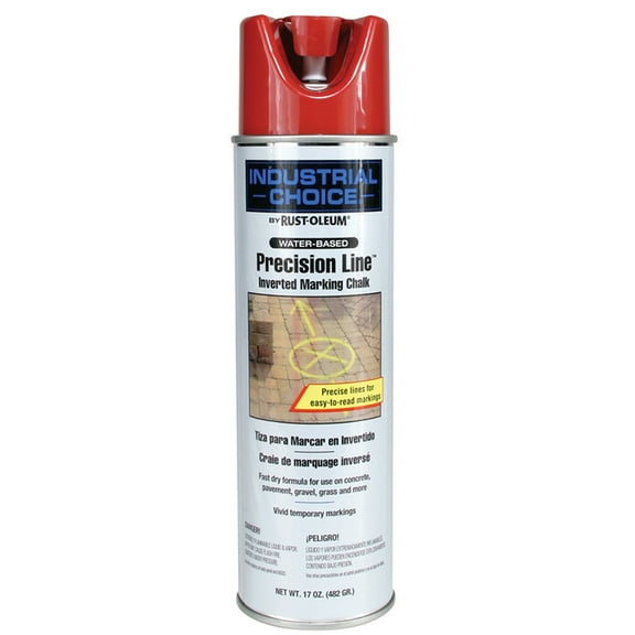 48‐Pack of 17 oz Rust‐Oleum 205235 Industrial Choice APWA Red Water‐Based Precision Line Inverted Marking Chalk