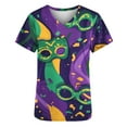 thumbnail image 5 of SwiftWear Scrubs for Women, Mardi Gras Fashion Holiday Work Uniform Carnival T-Shirts Short Sleeve V-Neck Scrub Tops Purple, 5 of 5