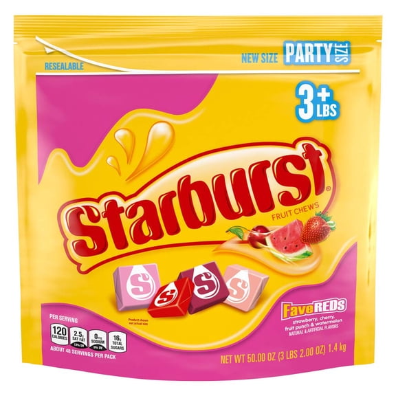 STARBURST FaveReds Fruit Chews Candy 50-Ounce Party Size Bag