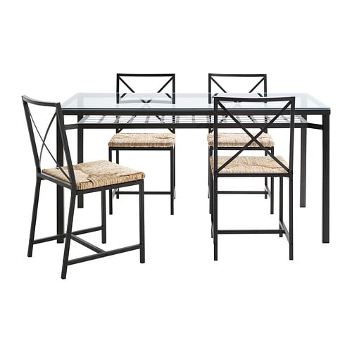 Trouwens naaimachine peddelen Ikea Table and 4 chairs, black, glass 1626.2382.2238 - Walmart.com