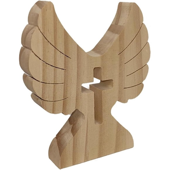 HUGFEGWE Ange en Bois de Pin, s'Adapte dans la Main et la Poche Réduit le Stress et l'Anxiété Ange de Palmier, Petites Figurines d'Ange en Bois Portables Fortes Pierre de Confort, Cadeaux de Baptême pour U2537-13792