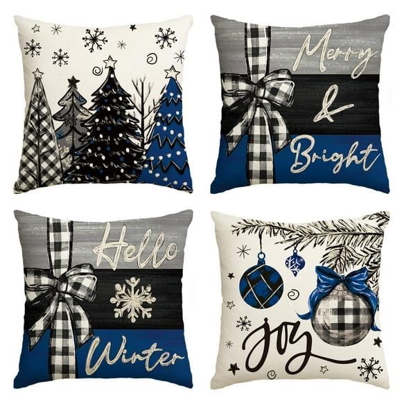 Juego de 4 fundas de almohada AVOIN Colorlife para Navidad, 45 x 45 cm