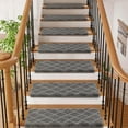 thumbnail image 3 of Pure Era Bullnose Carpet Stair Treads Cover 9" x 30" Classic Pattern Rug Indoor Non Slip Self Adhensive (Set of 14,Gray Diamond Trellis), 3 of 8