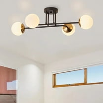 Aiwen Contemporary 4 Lights Semi Flush Mount Ceiling Lamp With Glass Opal Shade