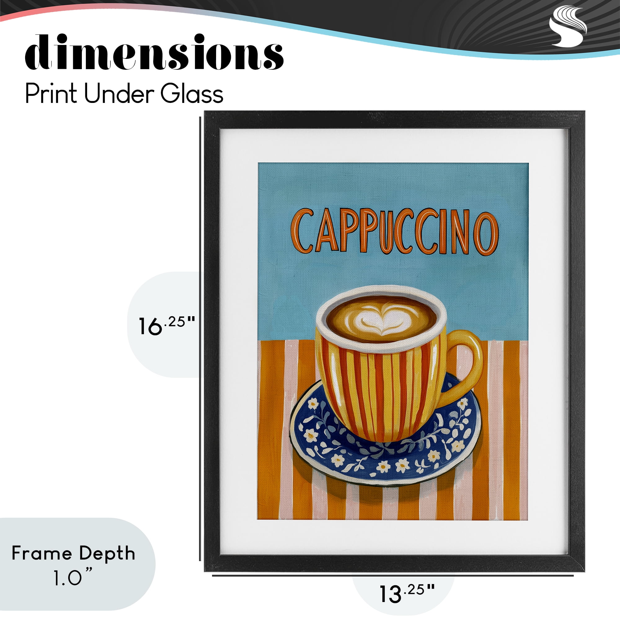Stupell Industries Cappuccino Stripes Blue & Orange Black Framed Print Under Glass, design by Yen
