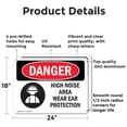 thumbnail image 2 of (2 Pack) High Noise Area Wear Ear Protection OSHA Danger Sign 24 Inch X 18 Inch Indoor / Outdoor Rust-Free Aluminum Metal Signs for Workplace, Workshop, and Construction Site, Made in, 2 of 8
