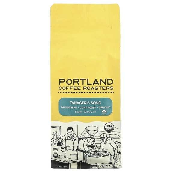 Portland Coffee Roasters Light Roast Whole Bean Organic Tanager's Song Coffee 12 oz