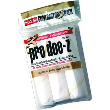 RR723-9 Pro/Doo-Z Roller Cover 3/8-Inch Nap, 9-Inch, Shed-resistant for all paints enamels primers urethanes and epoxies By Wooster