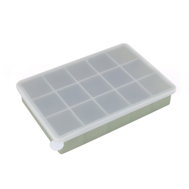 Bandeja de Hielo de Silicona con Tapa - Reutilizable, 15 Cubos - para Congelador, Fácil Liberación y Congelación Rápida, Hogar/Bar