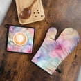 thumbnail image 5 of Colorful Cloud Star Tie Dye Pattern Kitchen Oven Mitt and Pot Holder Sets 2 Pcs for Baking, Cooking and Grilling, Heat Resistant Up To 392 °F, 5 of 7