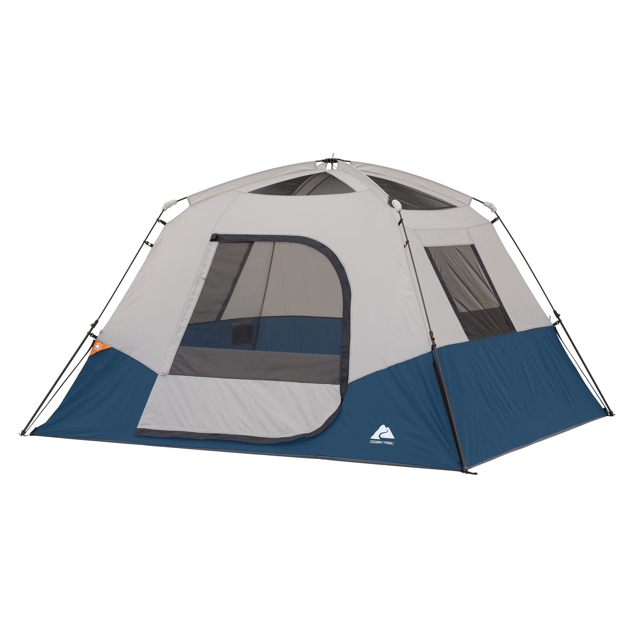 Ozark Trail 6 Person Family Instant Cabin Tent, 10' x 9' x 66", made with recycled materials, blue