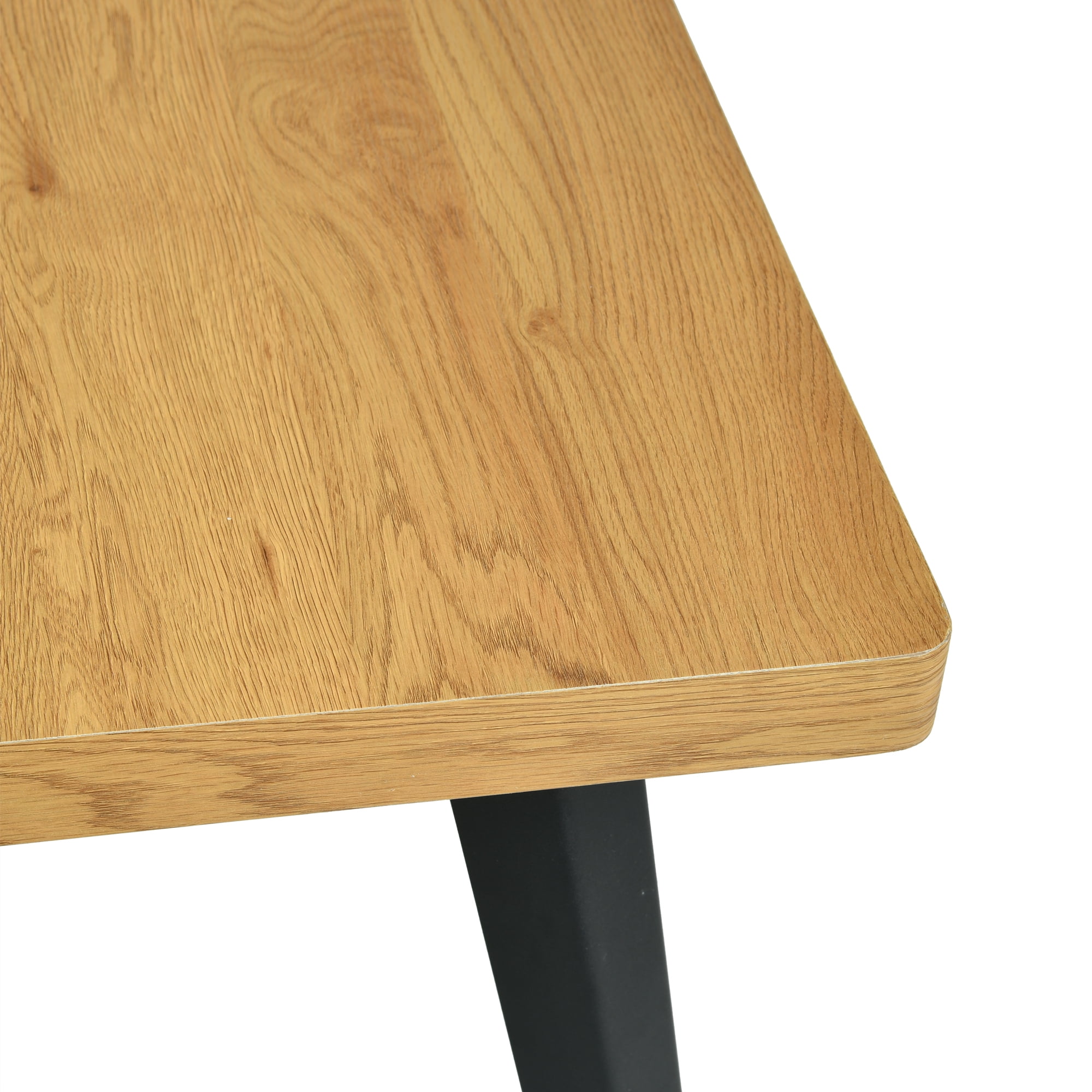 Homy Casa 63" Natural Rectangular Dining Table for 4-6 with Black Metal Legs
