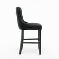 thumbnail image 4 of Velvet Upholstered Dining Bar Chairs Counter Height Barstools Wood Legs with Button Tufted Nailed Trim Back Ring for Home Bar Dining Room(Black,Set of 6), 4 of 8