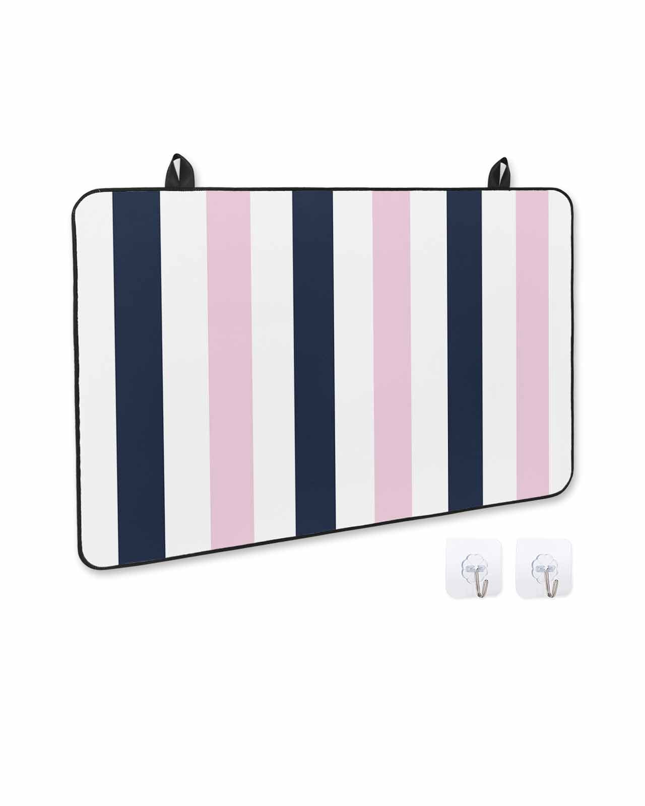 nqOlkjepod Large Induction Cooktop Protector Mat 36"x21", Pink Navy Blue Striped Stove Top Covers for Electric Stove, Farmhouse Stripe Art Decorative Stove Burner Cover Mats, Glass Top Stove Cover