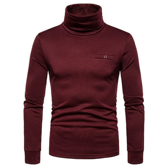 Tejiojio Men's and Big Men's Classic Tops Clearance Men's Turtleneck Long Sleeve Solid Colour Stretch Slim Fit Bottoming Top Blouse