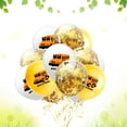 thumbnail image 4 of KAKOWELY Juego de 15 globos de 12 pulgadas para el regreso a clases, globos de látex con impresión de autobús escolar, globos decorativos para fiestas escolares (dorados), 4 of 4