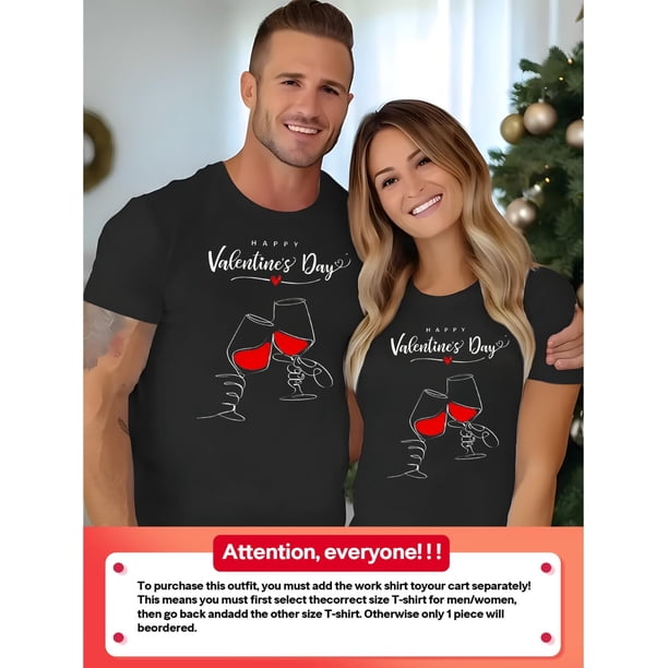 Camiseta de algodón estampada de manga corta y cuello redondo para enamorados. Ideal para San Valentín. Camiseta informal de algodón con diseño de letras único. Camiseta deportiva de cuello redondo.