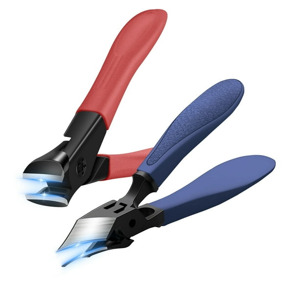 Nail Clippers for Thick Nails Slanted Toenail Clippers Wide Jaw Nail Cutter Heavy Duty Nail Clipper Sharp Curved Toe Nail Clippers for Seniors Men and Women(Flat & Slanted)