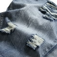 thumbnail image 6 of Zipper Elastic Slim Casual Denim Shorts Play Wrap Ripped Men's Mid-length Pants, 6 of 6