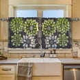 thumbnail image 2 of Yayeee Kitchen Curtains Tier Set of 2 Light Filtering 57"x24" Over Sink Window Panels, Gray Floral, 2 of 7
