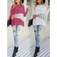 thumbnail image 3 of Camiseta mujer, Suéter de mujer Mangas de murciélago O Cuello de punto Suéteres casuales sueltos Abanopi  Rosa/Pequeña, 3 of 7