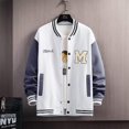thumbnail image 2 of GHSDFBB Baseball Jackets Letter Print Men's Streetwear Tops Patchwork Style, 2 of 7