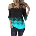 thumbnail image 2 of Camisas Para Mujer, Sueltas, Informales, de Manga 3/4, Con Estampado Sin Tirantes, Blusa Informal, Camiseta, Túnica, Tops Odeerbi ODB126826, 2 of 7