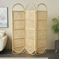 thumbnail image 2 of DecMode 51" x 71" Light Brown Rattan Geometric Woven Arched Oval 3 Panel Room Divider Screen, 1-Piece, 2 of 9