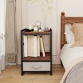 thumbnail image 4 of Gymax 2 PCS Nightstand Industrial Bedside Table w/ Open Storage Shelf & Fabric Drawer, 4 of 10