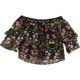 thumbnail image 1 of INC Blusa campesina de hombro para mujer, negro, PS, 1 of 1
