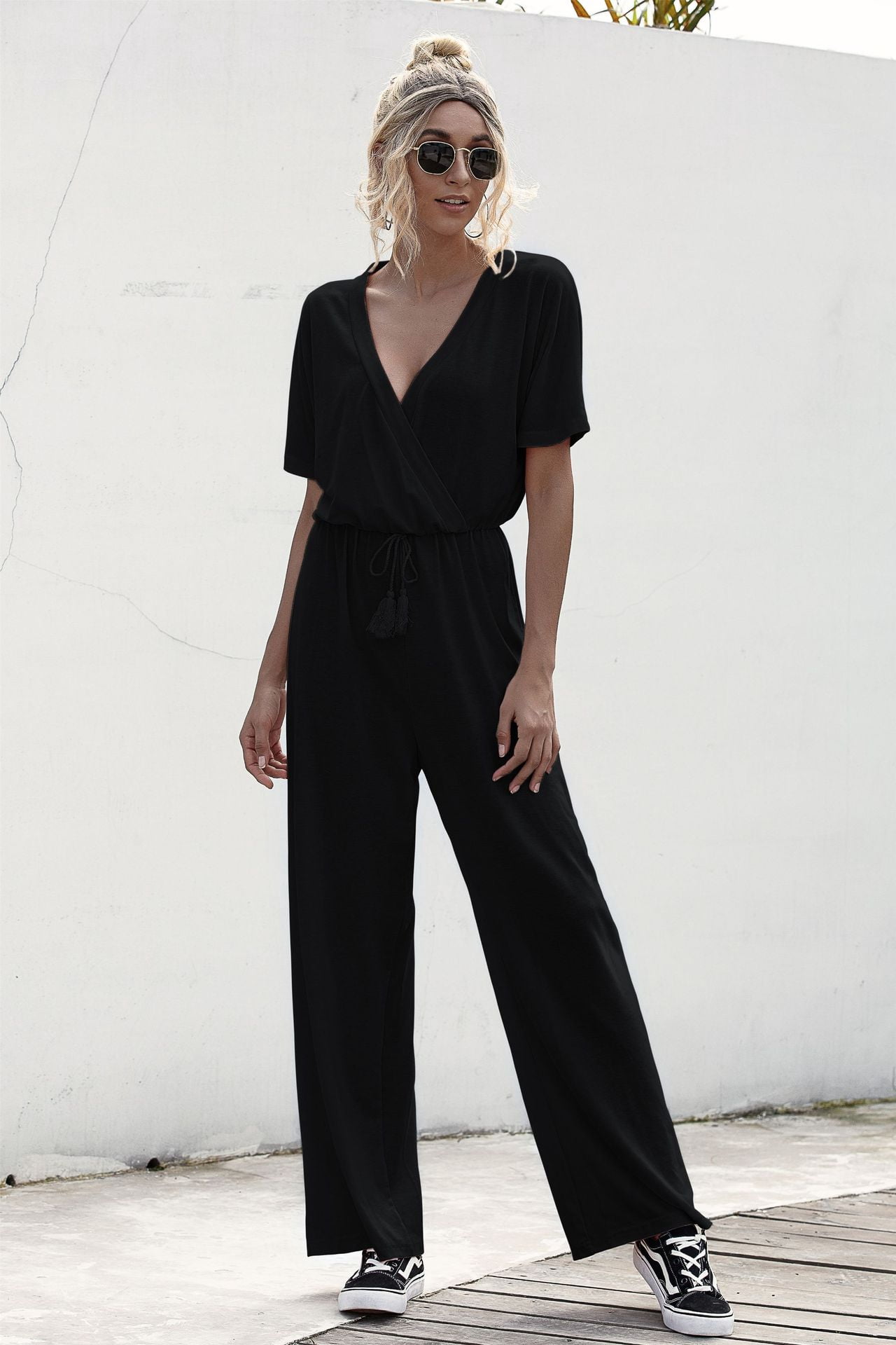 Women's Solid Color Pants Short-Sleeved 