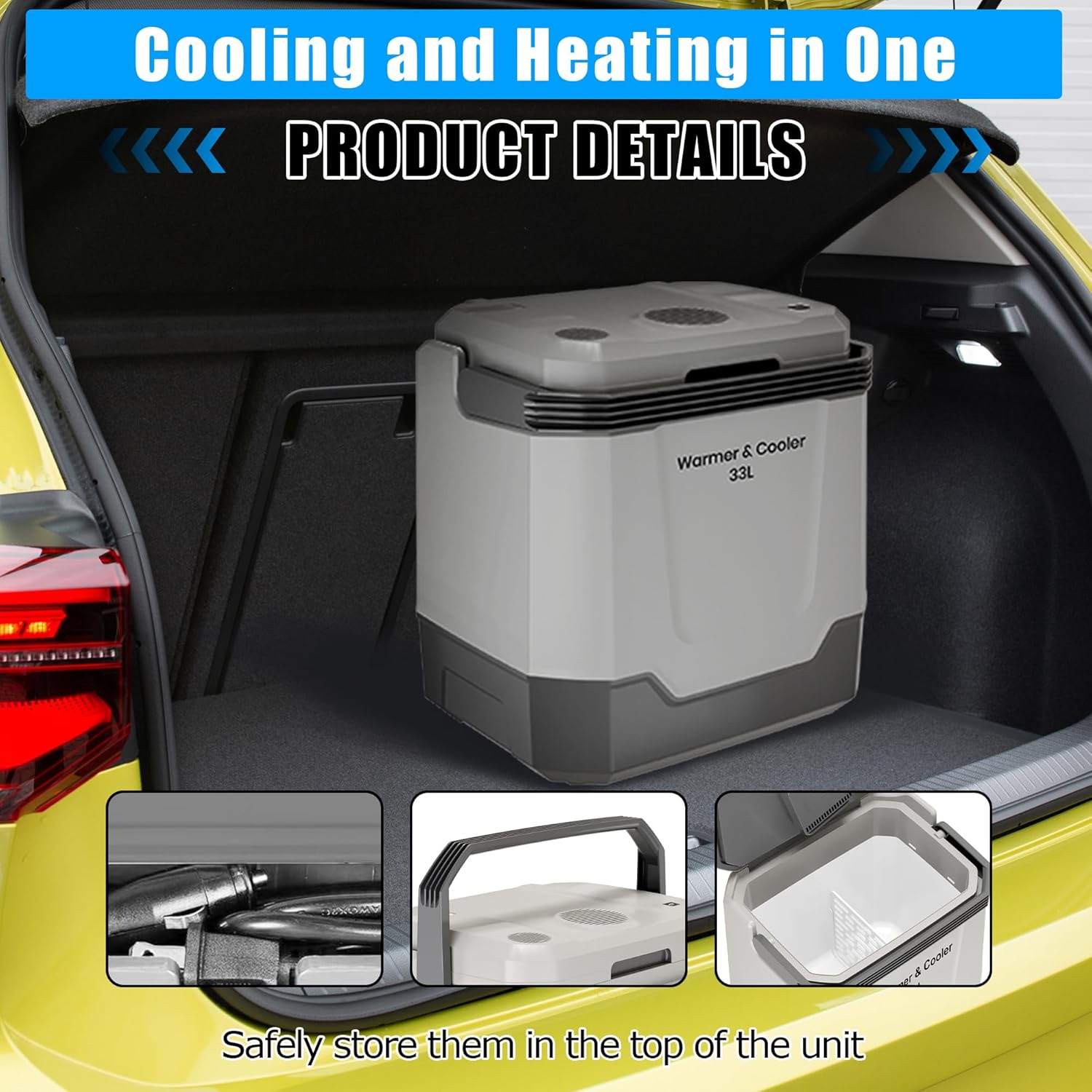 Riedhoff Car Refrigerator, Cooler & Warmer 35 Quart/33 L, 12V/110V AC Plug in, Gray