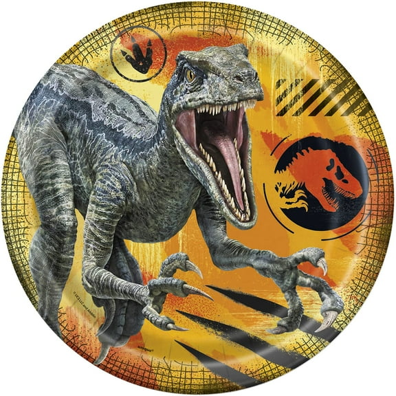 9 inch Jurassic World 3 Round Dinner Plates (8 Pk) - Party Supplies Decorations