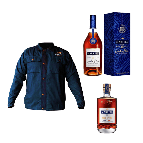 Pack 1 Coñac Martell Blue Swift 700ml + Coñac Martell Cordon Bleu 700ml + Chamarra