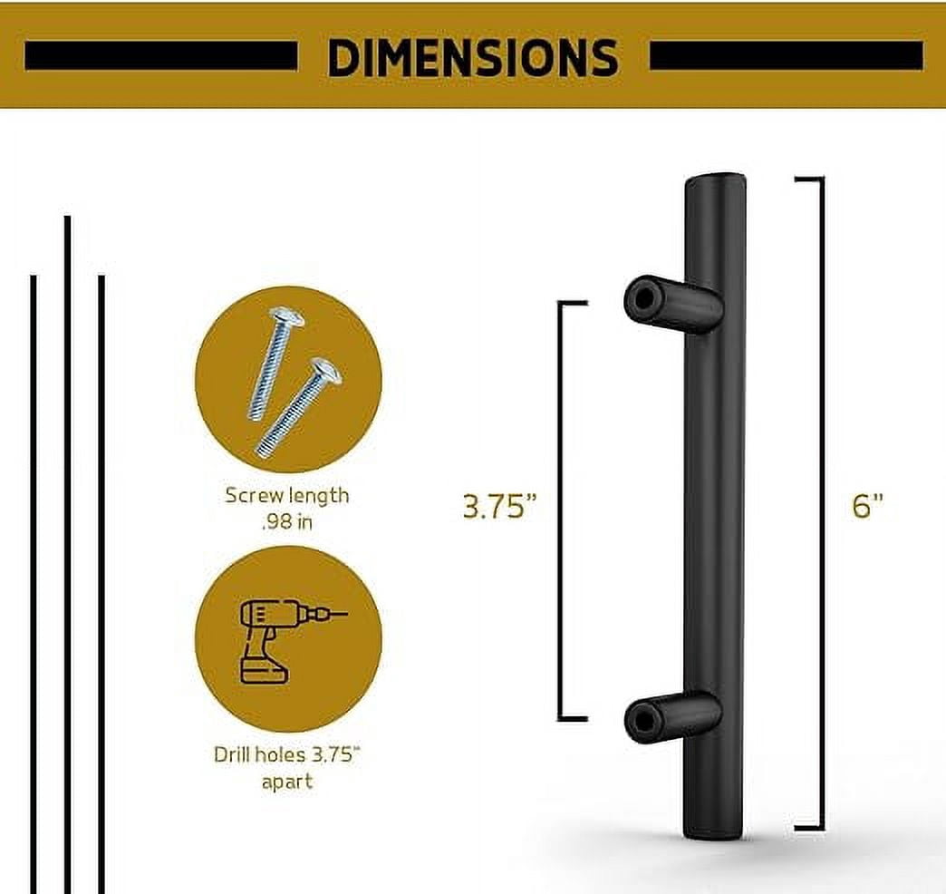 Mega Handles / Cabinet Pulls 6 Inch / Stainless Steel Cabinet Handle Pulls / Matte Black / 35 pack