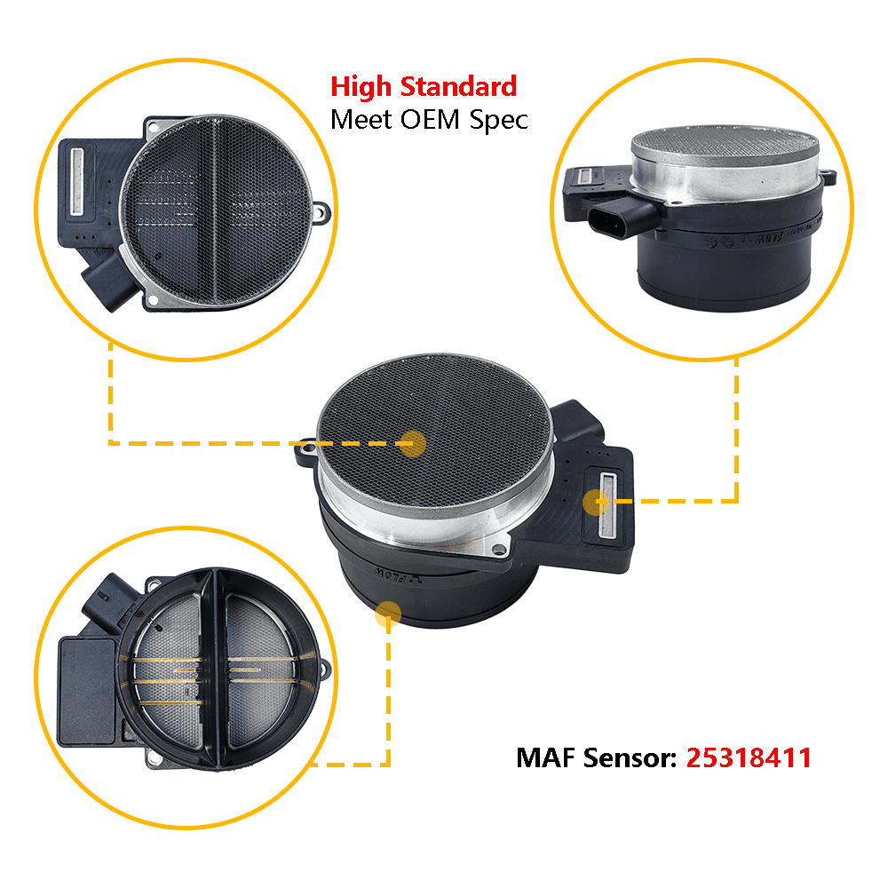 Mass Air Flow Sensor Meter MAF | Fit for Chevrolet (Chevy) Silverado Suburban Tahoe, GMC Envoy Sierra Yukon, Cadillac CTS, Buick Hummer Isuzu Oldsmobile Pontiac Saab | OE# 25318411 AF10043 25168491
