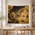 thumbnail image 5 of Celestial Map with Compass Rings and Ship, Mystical Fantasy Illustration, Housewarming Gift for Travel Lovers, Navigation Wall Art, Tapestry Wall Hanging for Office and Dorm, 5 of 7