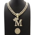 thumbnail image 3 of iJewelry2 Kings and Queens Crowned Initial Letter M Crystals Pendant Gold-tone Cuban Linked Chain Necklace, 3 of 3