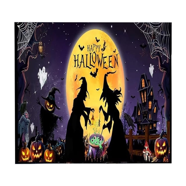 Mom's Best Banners de fondo de pared de noche de Halloween de 86 x 96 pulgadas para decoración de fotografía