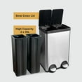 thumbnail image 6 of Dual Trash Can, 60 Liter/16 Gallon Dual Bin Trash Can with Lids, Trash and Recycling Bin Combo, Hands-Free Stainless Steel Kitchen Garbage Can, Silver Recycling Waste Bin for Home, Office, 6 of 18
