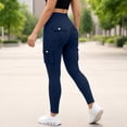 thumbnail image 4 of Levmjia Women's High Waisted Cargo Leggings with Pockets Butt Lifting Skinny Denim Leggings Stretchy Yoga Pants Workout Tights, 4 of 9