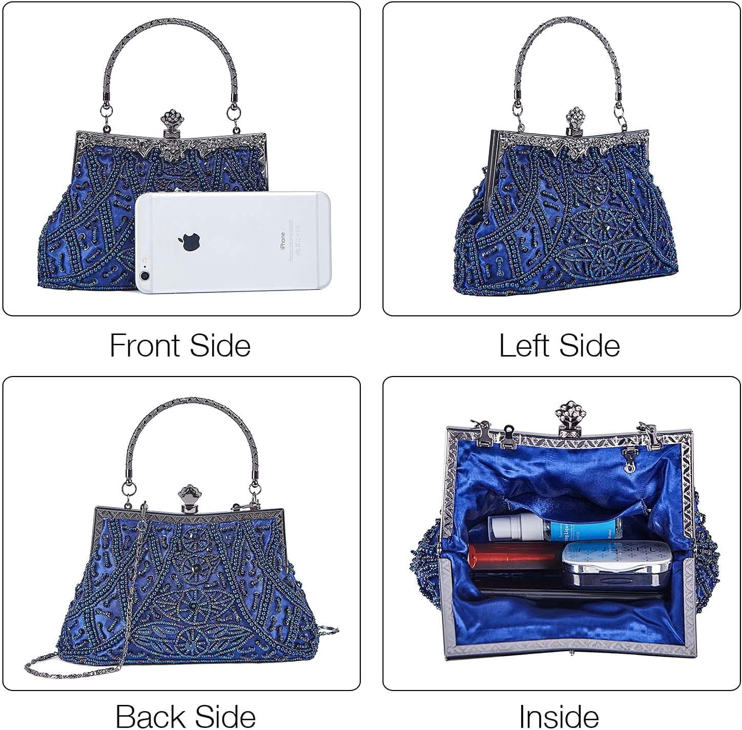 1920s Evening Bags Unique Sequin Beaded Clutch Purses for Cocktail Wedding Party Prom