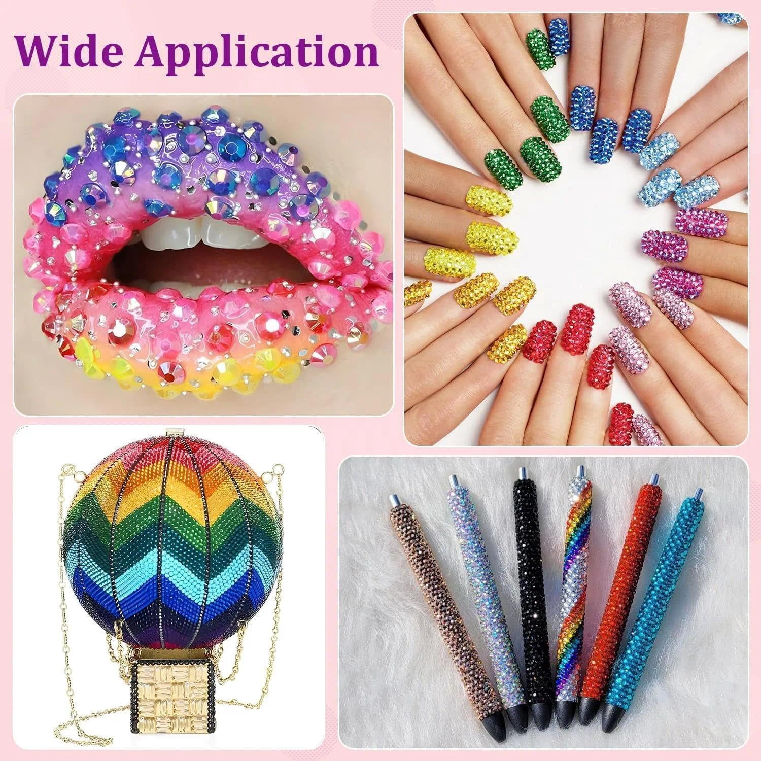 Bedazzling Kit 3mm Flatback Rhinestones, 40 Colors Jelly Resin Gems with B7000 Jewelry Glue for Nail Art Shoes Crafts DIY