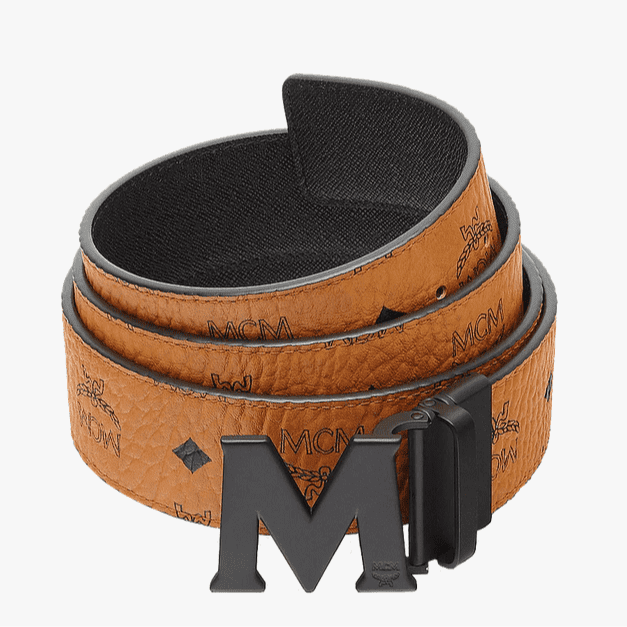 MCM Claus Reversible Belt Cognac Matte Black M Buckle Monogram Canvas Leather Walmart